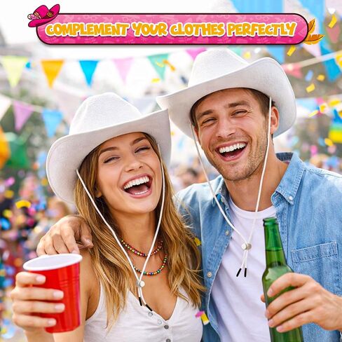 4E's Novelty Cowboy Hat for Women & Men, Felt Cowgirl Hat for Adults, Western Party Dress Up Accessories in Kuwait