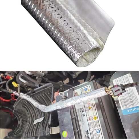25mm - 1" Self Closed Aluminized Heat Shield Sleeve Protection Side Entry High Temp for Hoses, Wire Harnesses, Cables, Automotive, Exhaust 39" (1 Meter) in Kuwait