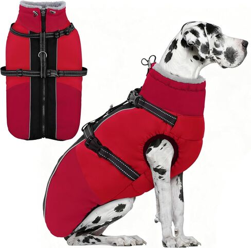 AOFITEE Large Dog Coat Waterproof Dog Winter Jacket with Harness TurquoiseL in Saudi Arabia
