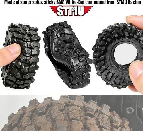 STMU 0.7" Cling On RC Crawler Tires 40x16mm Fits Axial SCX30 Redcat Ascent-32 1/30 1/32 RC Cars Compatible with 0.7" Beadlock Wheels (0.7Tires) in Saudi Arabia