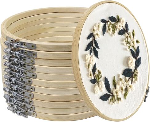 8 Inch 12Pcs Embroidery Hoops, Round Hoop Rings Bulk, for Cross Stitch & Crafts in Saudi Arabia