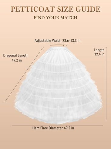 YUAKOU Women's Tulle Petticoat Crinoline Half Slip Underskirt for Bridal Dress in Kuwait