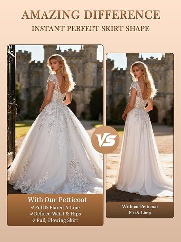 YUAKOU Women's Tulle Petticoat Crinoline Half Slip Underskirt for Bridal Dress in Kuwait