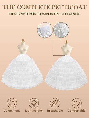 YUAKOU Women's Tulle Petticoat Crinoline Half Slip Underskirt for Bridal Dress in Kuwait