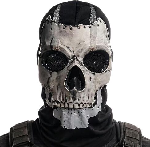 CrosCentury Halloween Ghost Mask MW2 War Game Ghostface قناع مخيف كامل الوجه قناع الجمجمة زي الهالوين للرجال والنساء in Kuwait