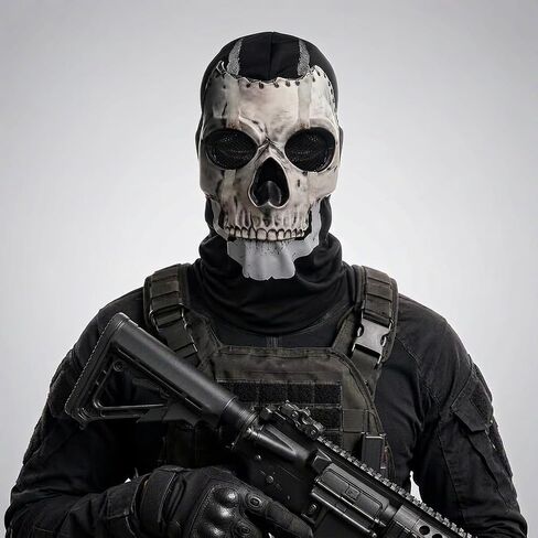 CrosCentury Halloween Ghost Mask MW2 War Game Ghostface قناع مخيف كامل الوجه قناع الجمجمة زي الهالوين للرجال والنساء in Kuwait