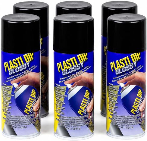 Plasti Dip Glossy Black Rim Kit, 11 oz Aerosol, Pack of 4 cans with bonus Cangun Tool - Combines both Color Coat and Gloss Finish in Kuwait