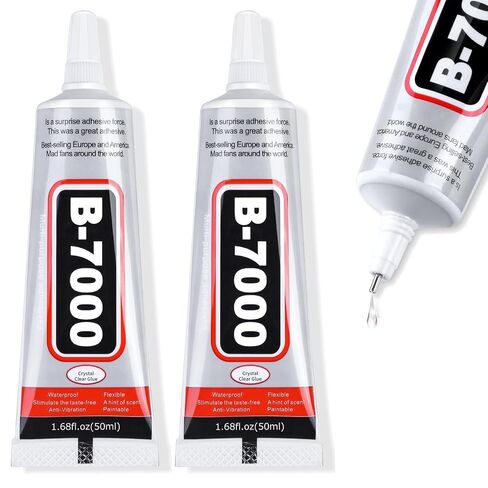 Cruzix B-7000 Super Adhesive Glue, Industrial Strength B7000 Glues Paste for Rhinestones Crafts, Clothes Shoes, Fabric, Jewelry Making, Cell Phones, Tablet, Wood, Rubber, Leather (2x50 ml/1.68 oz) in Saudi Arabia