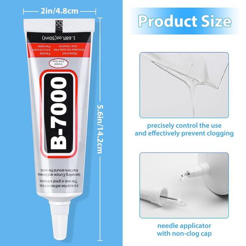Cruzix B-7000 Super Adhesive Glue, Industrial Strength B7000 Glues Paste for Rhinestones Crafts, Clothes Shoes, Fabric, Jewelry Making, Cell Phones, Tablet, Wood, Rubber, Leather (2x50 ml/1.68 oz) in Saudi Arabia