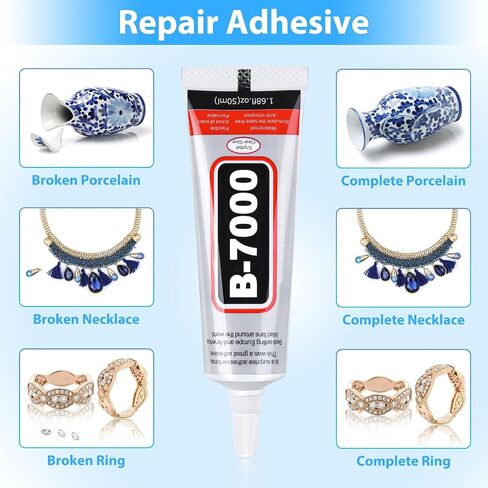Cruzix B-7000 Super Adhesive Glue, Industrial Strength B7000 Glues Paste for Rhinestones Crafts, Clothes Shoes, Fabric, Jewelry Making, Cell Phones, Tablet, Wood, Rubber, Leather (2x50 ml/1.68 oz) in Saudi Arabia