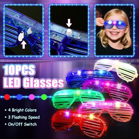 MIBOTE 83 قطعة من ألعاب إضاءة LED للحفلات تتوهج في الظلام لوازم الحفلات للأطفال والكبار في عيد الهالوين مع 50 مصباح إصبع، 8 حلقات جيلي، 5 نظارات وامضة، 5 أساور، 5 مصابيح شعر من الألياف الضوئية in Kuwait