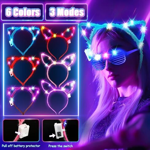 MIBOTE 83 قطعة من ألعاب إضاءة LED للحفلات تتوهج في الظلام لوازم الحفلات للأطفال والكبار في عيد الهالوين مع 50 مصباح إصبع، 8 حلقات جيلي، 5 نظارات وامضة، 5 أساور، 5 مصابيح شعر من الألياف الضوئية in Kuwait