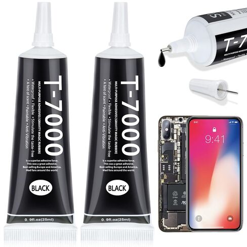 T-7000 Black Glue Adhesive, 4 x 15ML T7000 Adhesive Glue with Tweezers Precision Repairs Glue for Cell Phone Screen Electronics DIY Jewelry Making Crafts in Saudi Arabia
