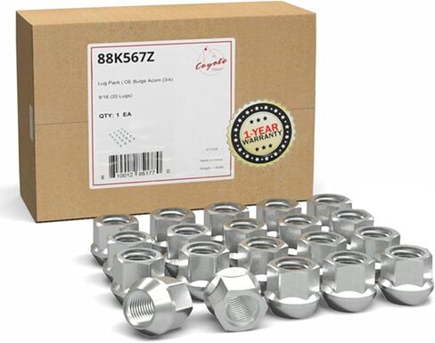 Wheel Accessories Parts 20 pcs 9/16" Thread Bulge Acorn 1.90 Long Lug Nuts Chrome 3/4" Hex Fits 2009-10 Dodge Dakota 2003-09 Durango 2002-11 Ram 1500 in Kuwait