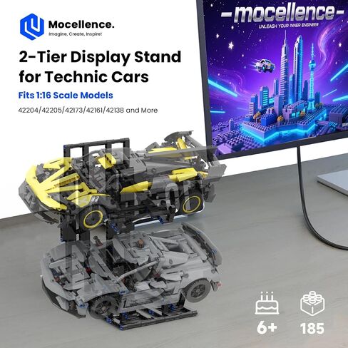 Display Stand for Lego Technic Cars (1:16 Scale Only), 2-Tier Stand for Lego Car 42204 42205 42173 42161 42138 and More, Display Building Set for Boys, Girls, Adults, Ages 6+ in Saudi Arabia