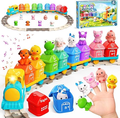 Electric Train Set for Toddlers 2-4 with Farm Animals, Music & Lights, Pink in Saudi Arabia