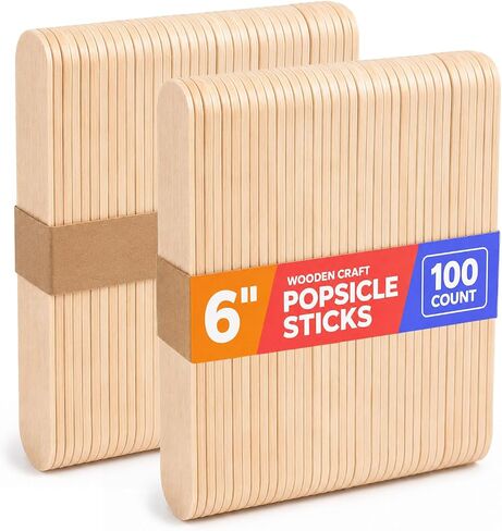GUSTO [100 Count] Jumbo 6 Inch Wooden Multi-Purpose Popsicle Sticks, Craft Sticks for ICES, Ice Cream, Waxing, Tongue Depressor Wood Sticks (Formerly Comfy Package) in Kuwait