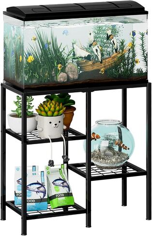 CADUKE Aquarium Stand 20 Gallon, Metal Fish Tank Stand, Aquarium Rack Stand for Fish Tank Accessories , 3 Tier Turtle Reptile Terrarium Stand for Living Room Office in Kuwait