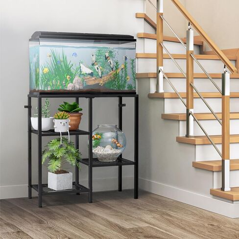 CADUKE Aquarium Stand 20 Gallon, Metal Fish Tank Stand, Aquarium Rack Stand for Fish Tank Accessories , 3 Tier Turtle Reptile Terrarium Stand for Living Room Office in Kuwait