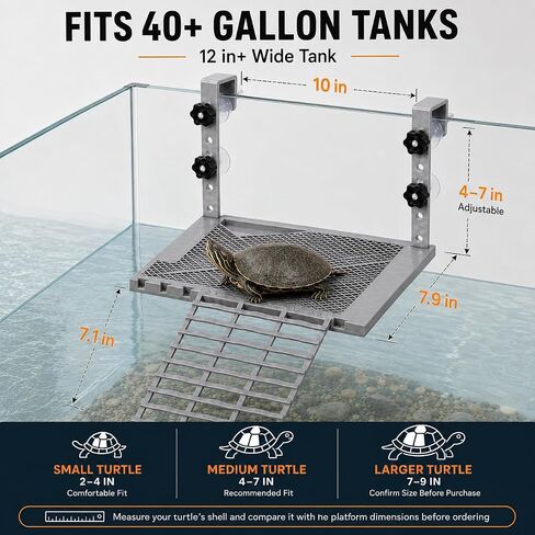 Adjustable Hanging Turtle Basking Platform with Ramp & Feeding Tray in Kuwait