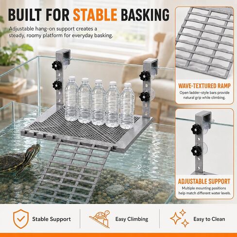 Adjustable Hanging Turtle Basking Platform with Ramp & Feeding Tray in Kuwait