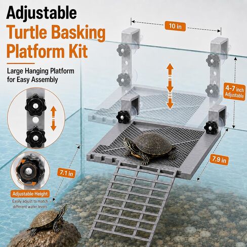 Adjustable Hanging Turtle Basking Platform with Ramp & Feeding Tray in Kuwait