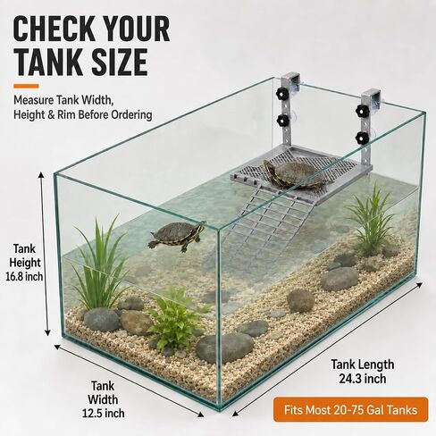 Adjustable Hanging Turtle Basking Platform with Ramp & Feeding Tray in Kuwait
