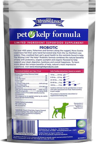 The Missing Link Pet Kelp Dog Probiotic Organic Supplement Powder, 8 oz in Kuwait