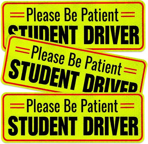 Signs Authority 3 Pcs Student Driver Car Magnet Reflective |10" New Driver Magnet for Car - Student Driver Magnet for Car - Student Driver Sticker | Magnetic Student Driver Signs for Car (Set of 3) in Kuwait