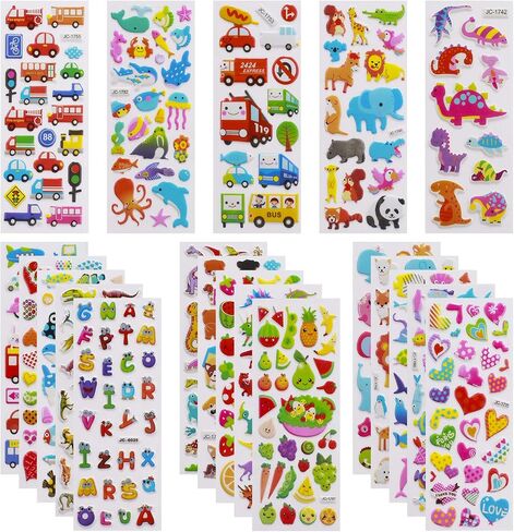 Meafeng 3D Stickers for Kids & Toddlers 24 Sheets 550+ Puffy Stickers in Kuwait