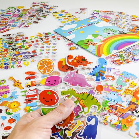 BEESTECH Stickers for Kids 2, 3, 4 Year Olds, Different Themes with Cars, Animals, Trucks, Dinosaur, Sticker Book for Kids 2-4 Included, Stickers for Toddlers, Boys, Girls with Gift Package in Kuwait