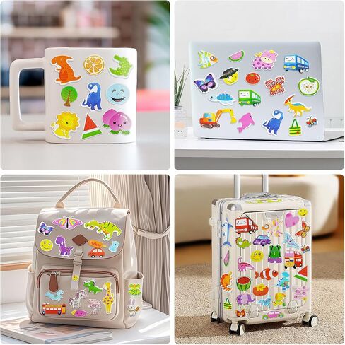 BEESTECH Stickers for Kids 2, 3, 4 Year Olds, Different Themes with Cars, Animals, Trucks, Dinosaur, Sticker Book for Kids 2-4 Included, Stickers for Toddlers, Boys, Girls with Gift Package in Kuwait