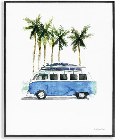 Stupell Industries Summer Minibus Vacation Black Framed Giclee Art Design by Mercedes Lopez Charro in Kuwait