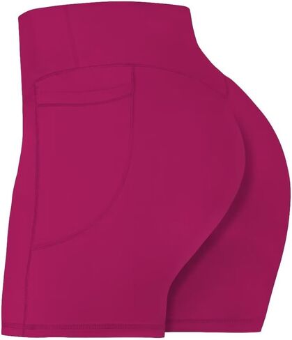 Sunzel No Front Seam Biker Shorts for Women with Pockets, Yoga Workout Gym Bike Shorts with Tummy Control in Kuwait