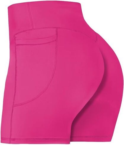 Sunzel No Front Seam Biker Shorts for Women with Pockets, Yoga Workout Gym Bike Shorts with Tummy Control in Kuwait