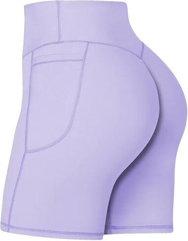 Sunzel No Front Seam Biker Shorts for Women with Pockets, Yoga Workout Gym Bike Shorts with Tummy Control in Kuwait