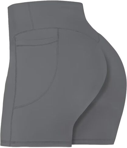 Sunzel No Front Seam Biker Shorts for Women with Pockets, Yoga Workout Gym Bike Shorts with Tummy Control in Kuwait