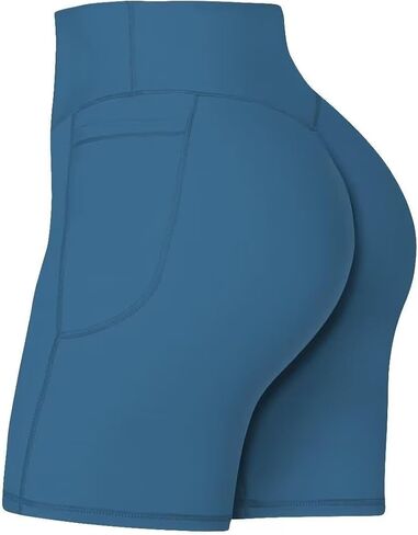 Sunzel No Front Seam Biker Shorts for Women with Pockets, Yoga Workout Gym Bike Shorts with Tummy Control in Kuwait