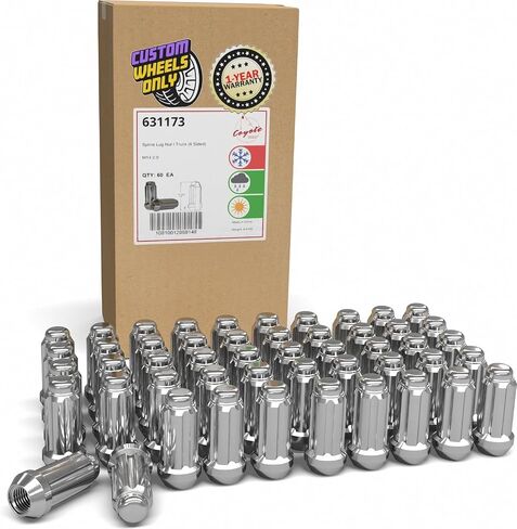 Wheel Accessories Parts 24 Pcs 14mm 2.0 14x2.0 Thread Truck 1.90" Long Spline Lug Nuts Black Chrome Truck Spline Fits 2003-14 Ford Expedition Lincoln Navigator 2004-14 F150 in Kuwait