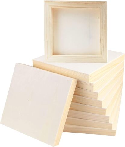 FSWCCK 10 Pcs 6x6 Wood Panel Boards, Unfinished Wood Canvas Wooden for Crafts, Painting Canvas, DIY Art Projects, Pouring, Arts Use with Oils, Acrylics in Kuwait