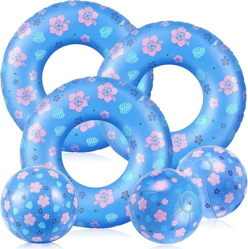 6 Pcs Spider Web Pool Floats & Beach Balls, Summer Swim Tubes for Kids in Kuwait