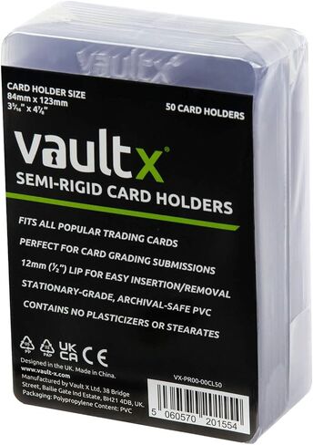 Vault X Semi Rigid Card Holders (50 Pack) Hard PVC Sleeves in Saudi Arabia