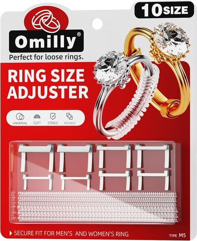 Ring Size Adjuster for Loose Rings - Omilly 60-Pack Kit with 16 Sizes, 3 Styles (Metal/Guards/Spacers), Invisible Ring Guards and Spacers Fits Ring Widths 1-10mm, Invisible Design for Women & Men in Saudi Arabia