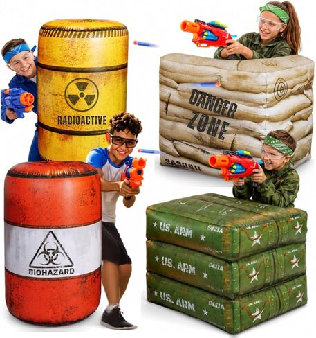 Premium Package 4 Combat Battlefield Inflatables, Compatible with Nerf, Laser tag, Water Gun for Boys Birthday Party Activities and Decoration in Kuwait