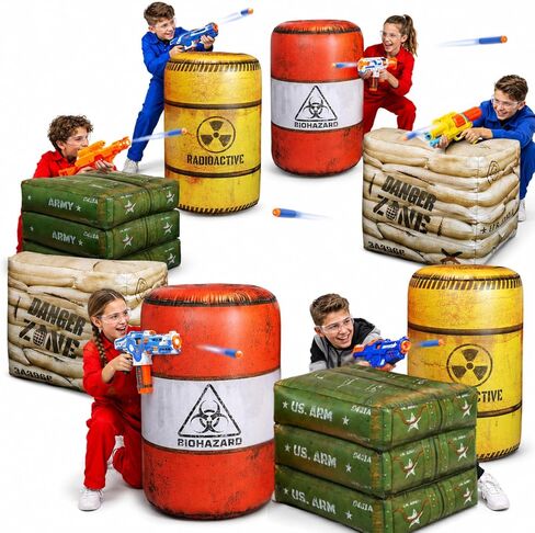 Premium Package 4 Combat Battlefield Inflatables, Compatible with Nerf, Laser tag, Water Gun for Boys Birthday Party Activities and Decoration in Kuwait