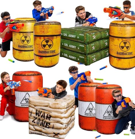 Premium Package 4 Combat Battlefield Inflatables, Compatible with Nerf, Laser tag, Water Gun for Boys Birthday Party Activities and Decoration in Kuwait