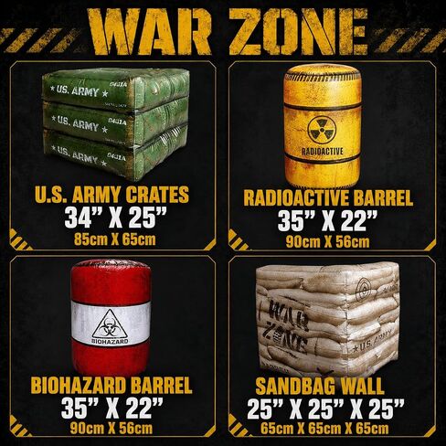 Premium Package 4 Combat Battlefield Inflatables, Compatible with Nerf, Laser tag, Water Gun for Boys Birthday Party Activities and Decoration in Kuwait