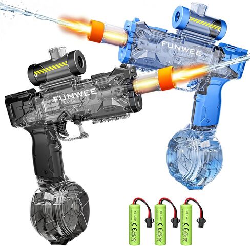 Funwee Electric Water Gun Toy for Kids & Adults, Light Up, Black in Kuwait