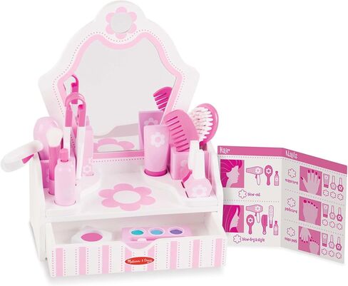 Melissa & Doug Wooden Beauty Salon Play Set With Vanity and Accessories (18 pcs) - FSC Certified in Kuwait