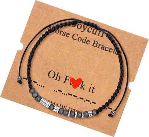 JoycuFF 𝗠𝗼𝗿𝘀𝗲 𝗖𝗼𝗱𝗲 𝗕𝗿𝗮𝗰𝗲𝗹𝗲𝘁𝘀 𝗳𝗼𝗿 𝗪𝗼𝗺𝗲𝗻 Birthday I Love You Bracelets Thanksgiving Day 𝗖𝗵𝗿𝗶𝘀𝘁𝗺𝗮𝘀 𝗚𝗶𝗳𝘁𝘀 Wrap Strand Bracelet in Kuwait